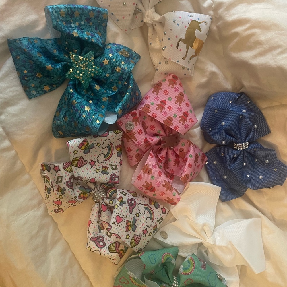 JoJo Siwa Bright Assorted Hair Bows - Pink, Blue, Teal, White, Green